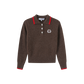 VIBE BROWN KNIT COLLARED CREST SWEATER