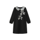 LILOU BLACK SCUBA FLOWER DRESS