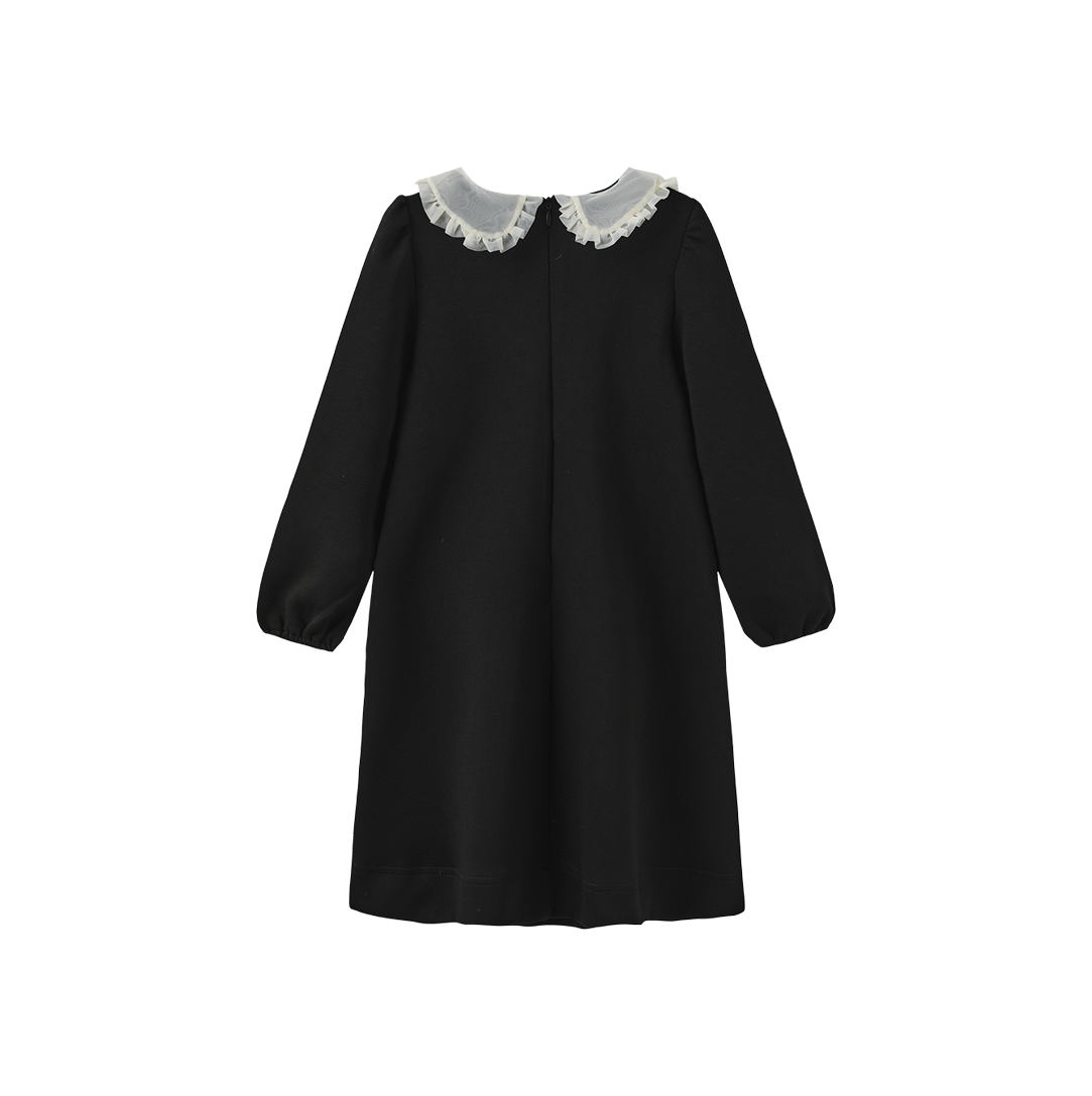 LILOU BLACK SCUBA FLOWER DRESS