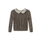 ONE CHILD TAUPE MARLED KNIT BOW SWEATER SET