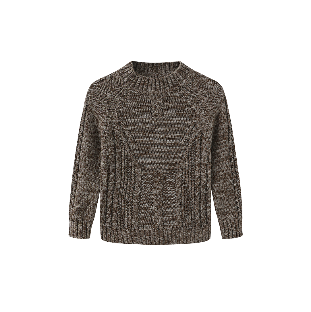 ONE CHILD BROWN BRAIDED DETAIL SWEATER