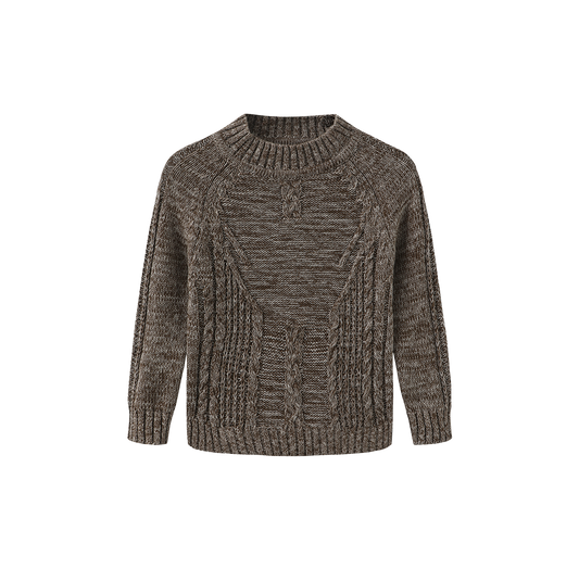 ONE CHILD BROWN BRAIDED DETAIL SWEATER