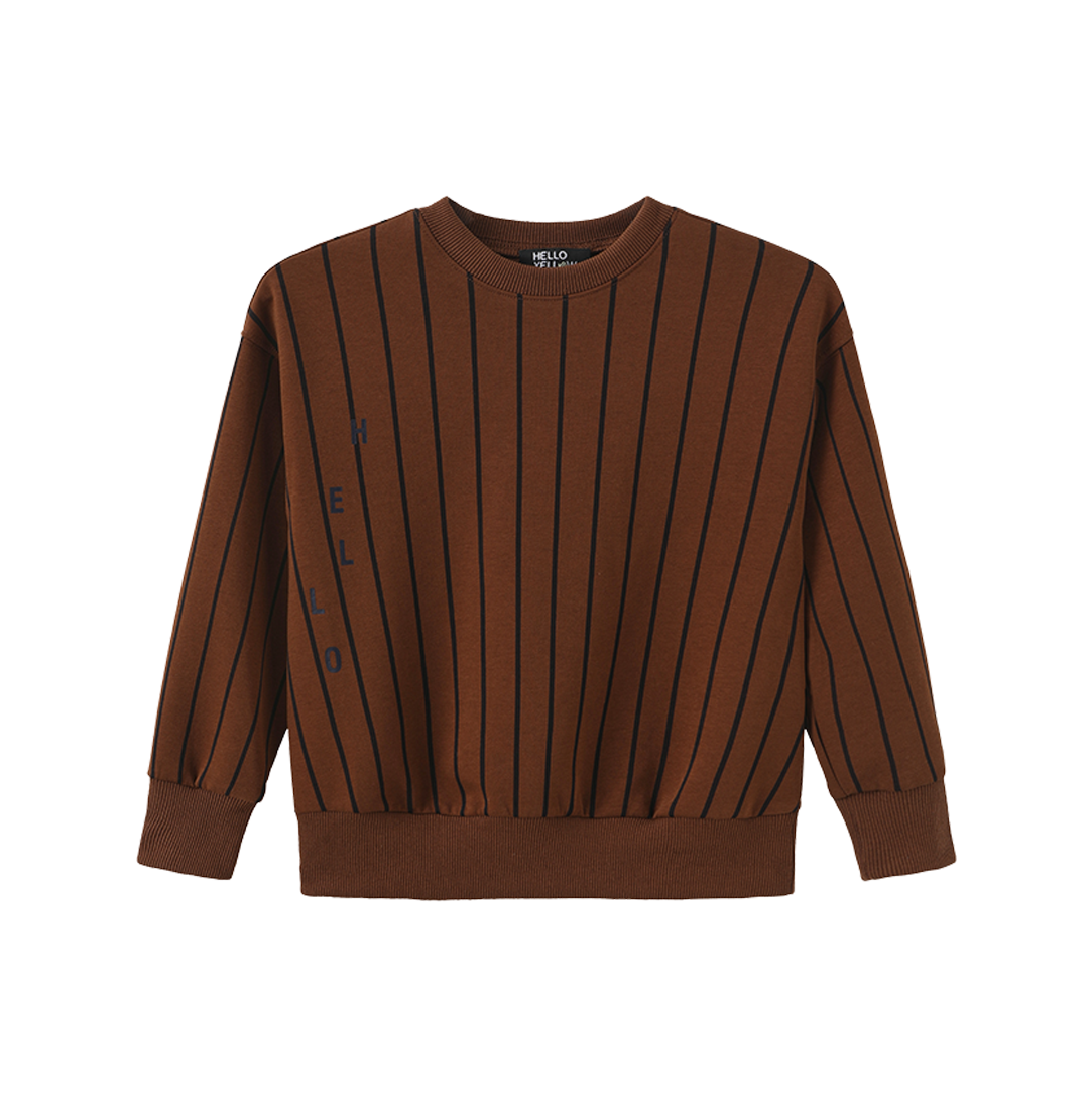 HELLO YELLOW BROWN PINSTRIPE SWEATSHIRT