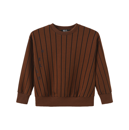 HELLO YELLOW BROWN PINSTRIPE SWEATSHIRT