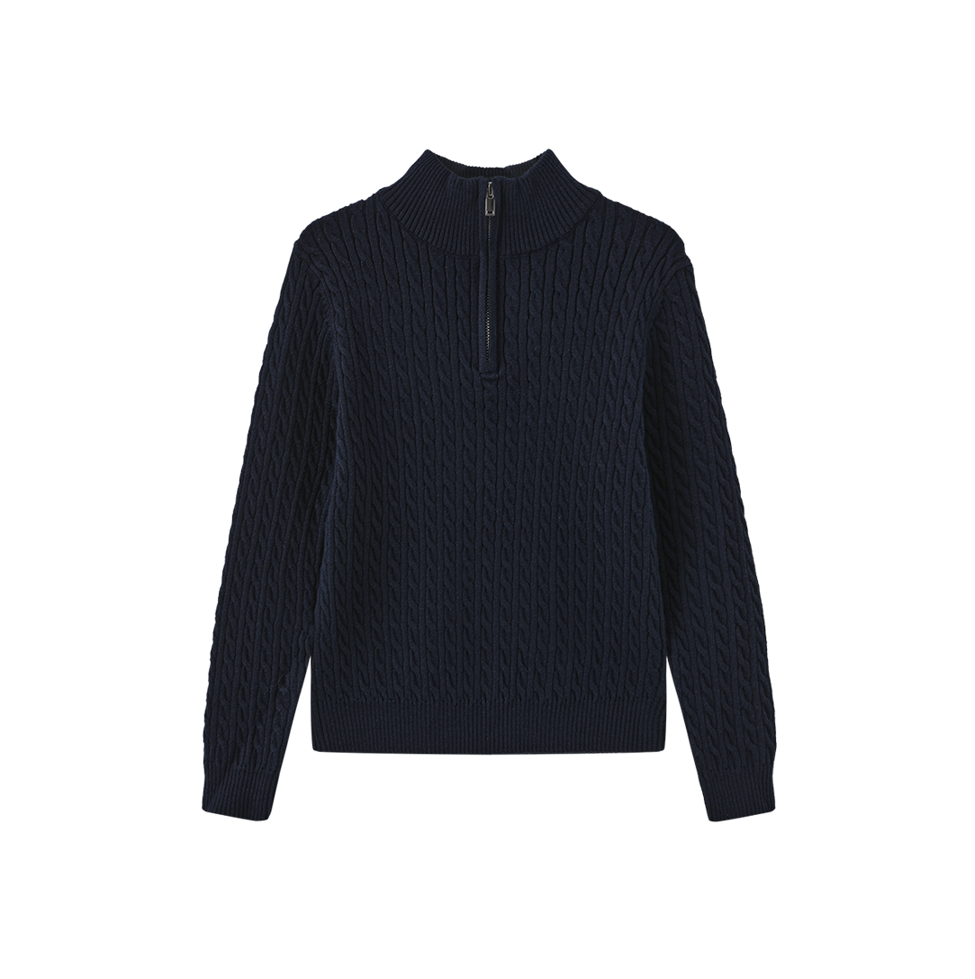 CREATIVE GENIUS NAVY CABLE KNIT SWEATER