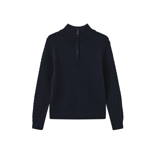 CREATIVE GENIUS NAVY CABLE KNIT SWEATER