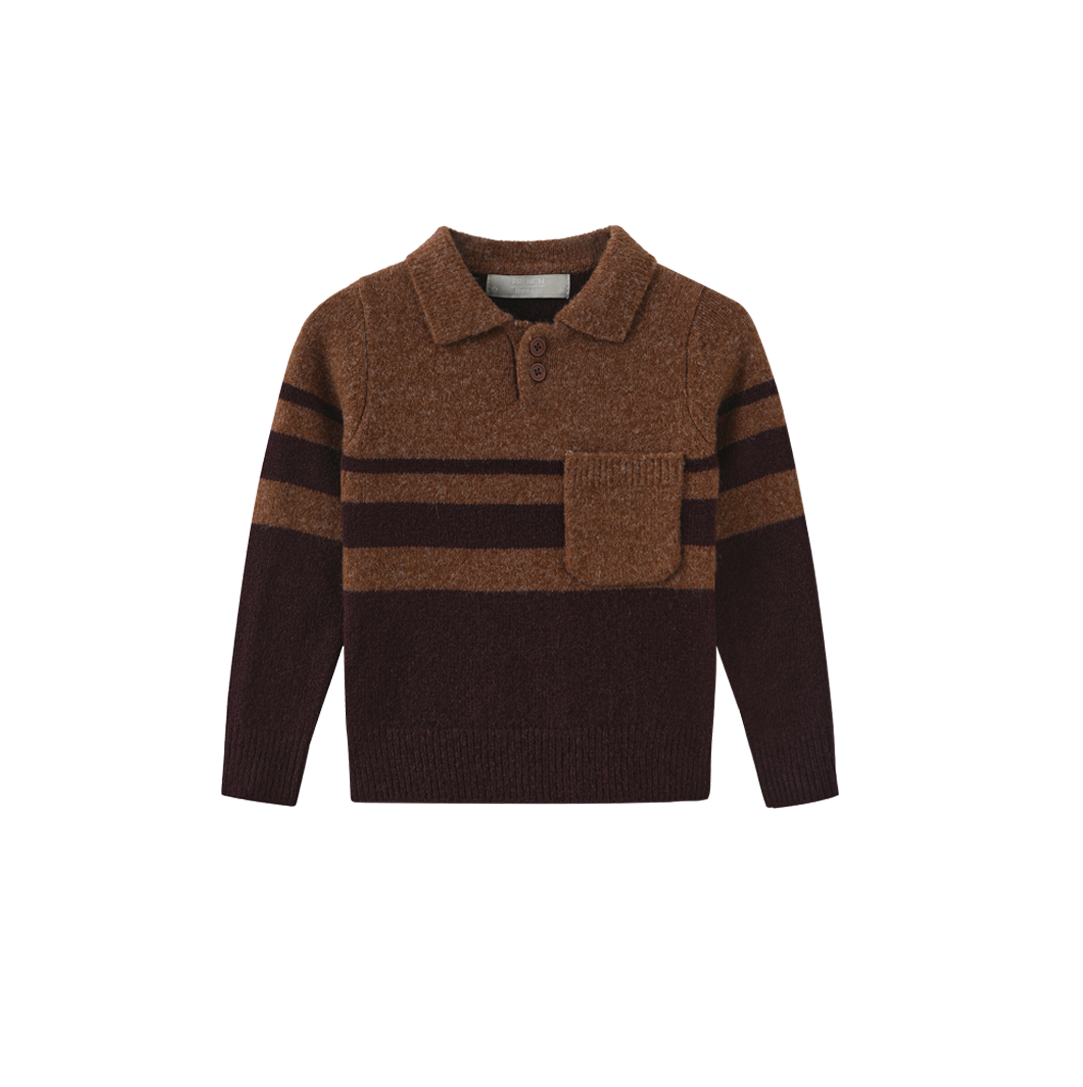 FRENCH HERITAGE BROWN/BURGUNDY STRIPE KNIT SWEATER