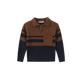 FRENCH HERITAGE BROWN/NAVY STRIPE KNIT SWEATER