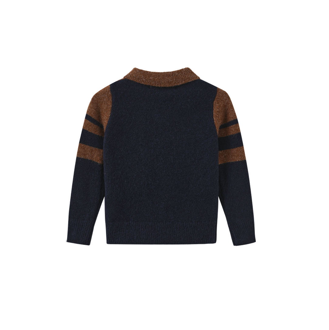 FRENCH HERITAGE BROWN/NAVY STRIPE KNIT SWEATER