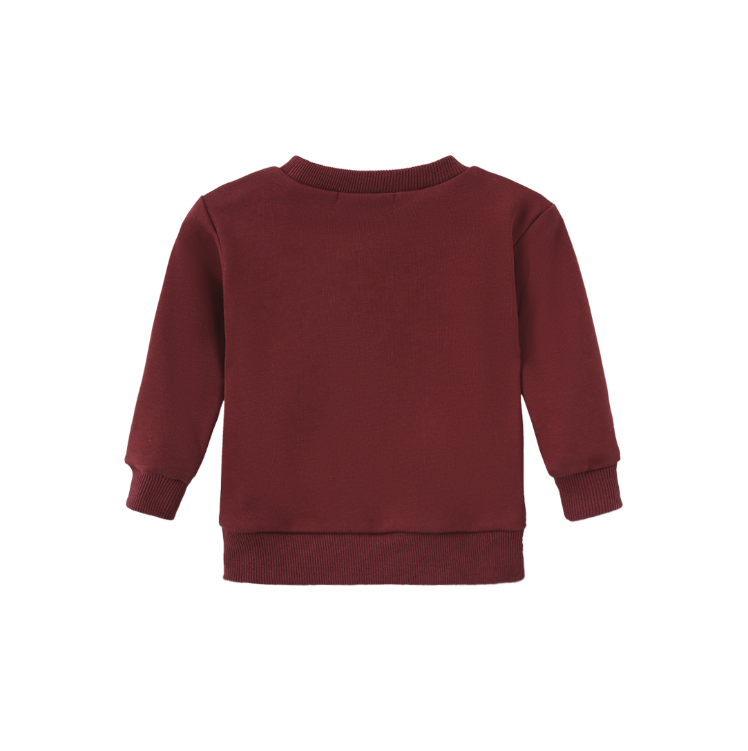PHIL AND PHOEBE BURGUNDY SHERPA BOW BEAR PATCH SWEATSHIRT SET