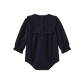 PAPILLON NAVY WOOL EMBROIDER BIB ROMPER