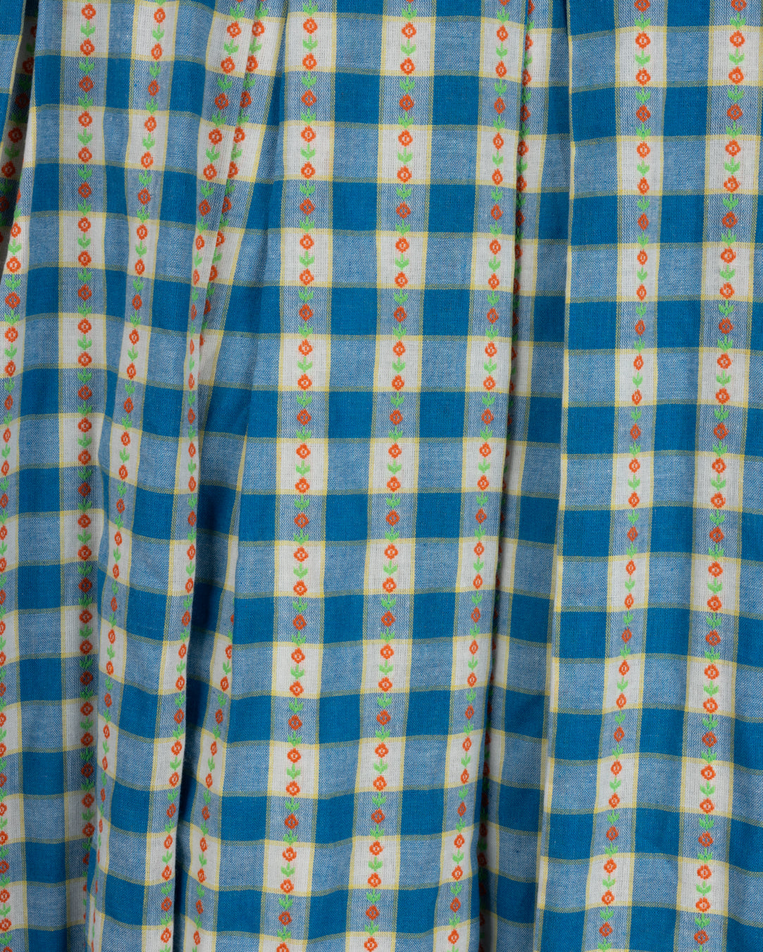 ONE CHILD BLUE CHECKED FLORAL MIDI SKIRT