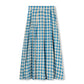 ONE CHILD BLUE CHECKED FLORAL MIDI SKIRT