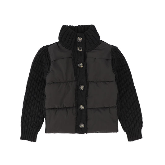 BACE COLLECTION BLACK PUFFER KNIT JACKET [Final Sale]