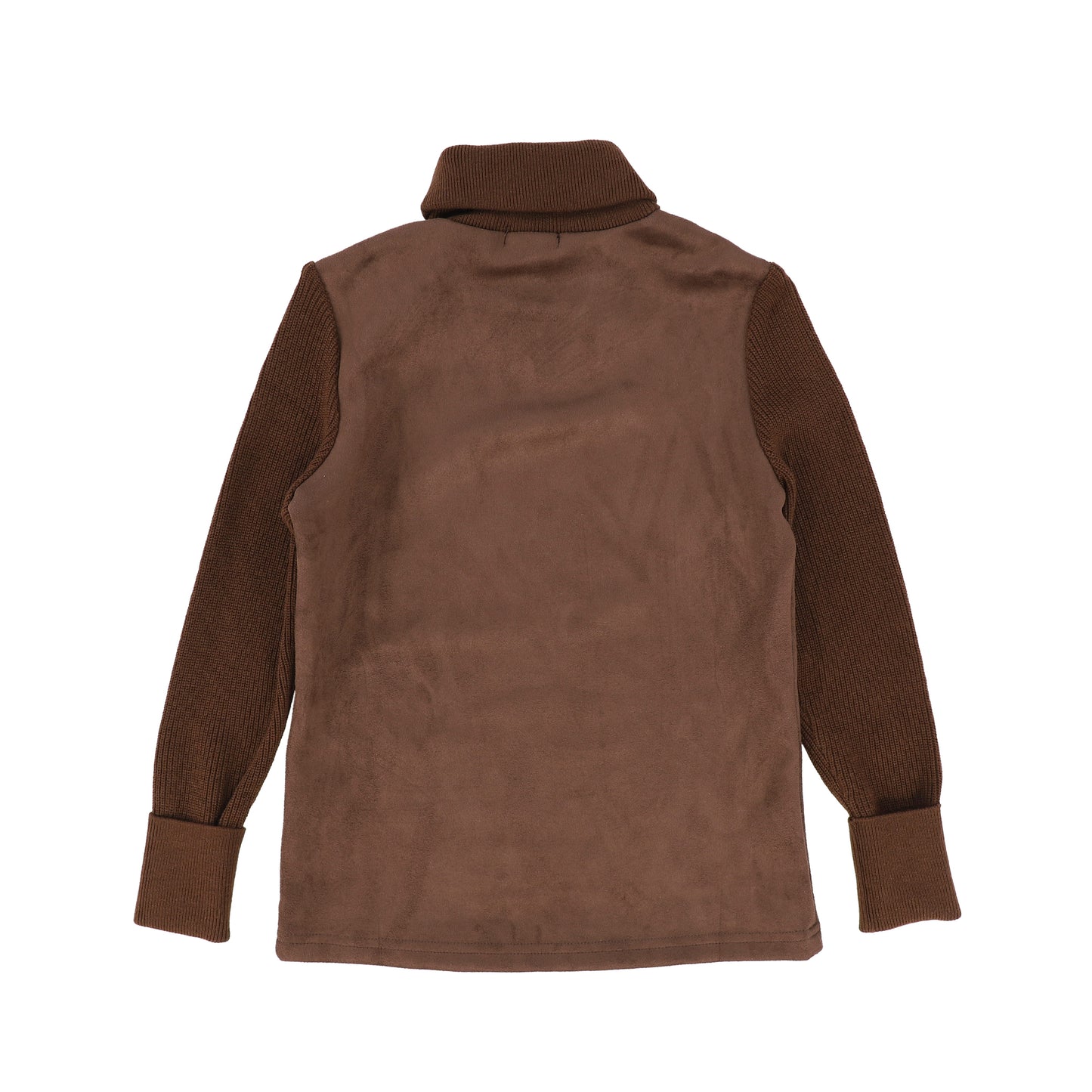 BAMBOO BROWN SUEDE KNIT SLEEVE TURTLENECK [Final Sale]