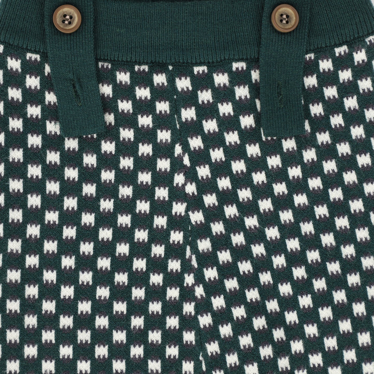 BAMBOO GREEN CHECKED KNIT OVERALLS [Final Sale]