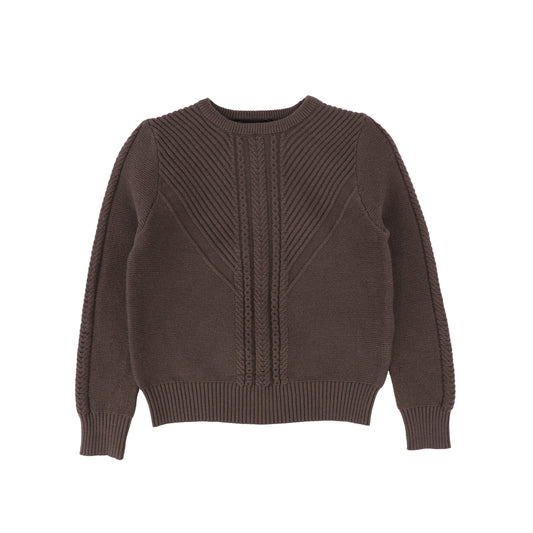 BAMBOO BROWN BRAIDED KNIT SWEATER [Final Sale]