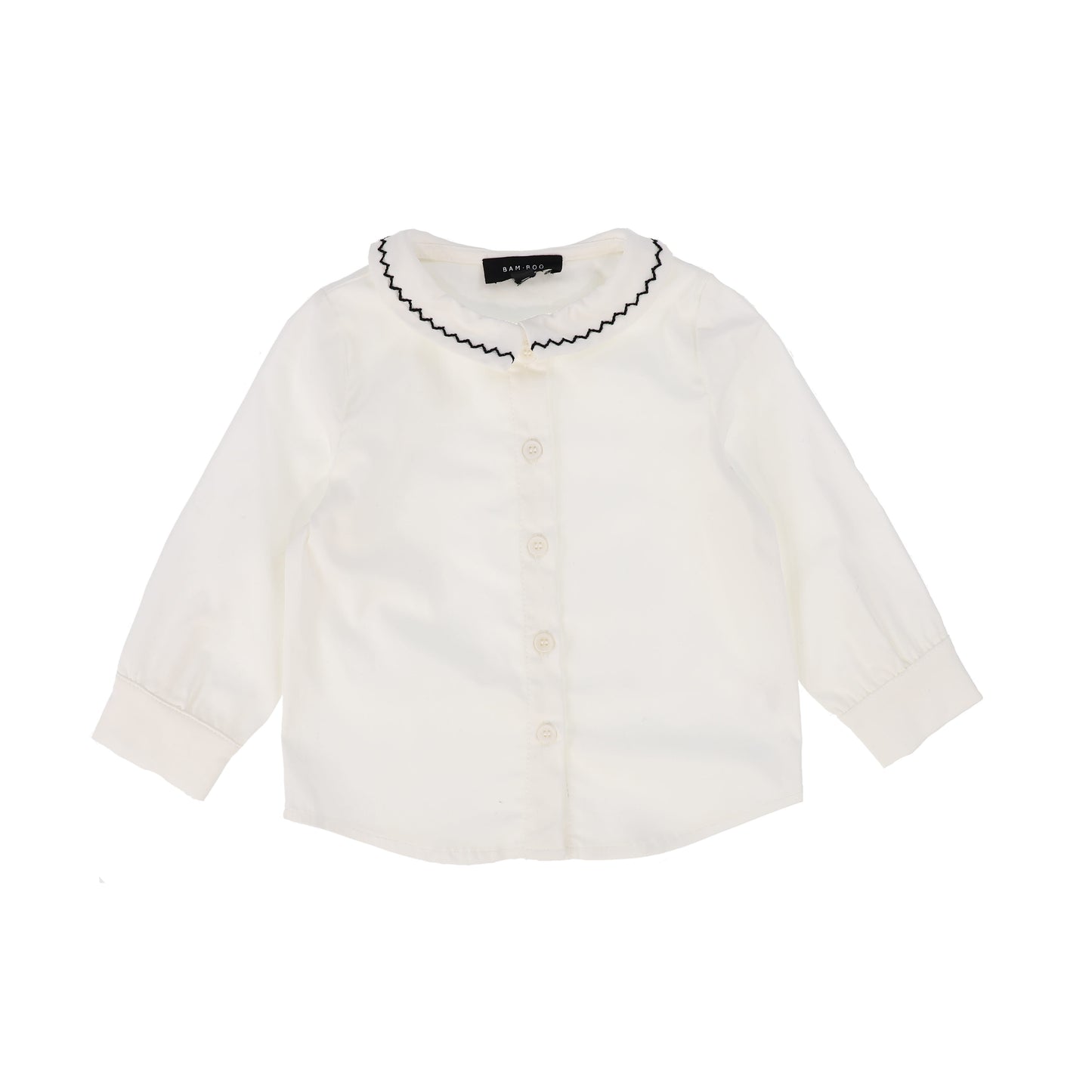 BAMBOO WHITE EMBROIDERED COLLAR SHIRT [Final Sale]