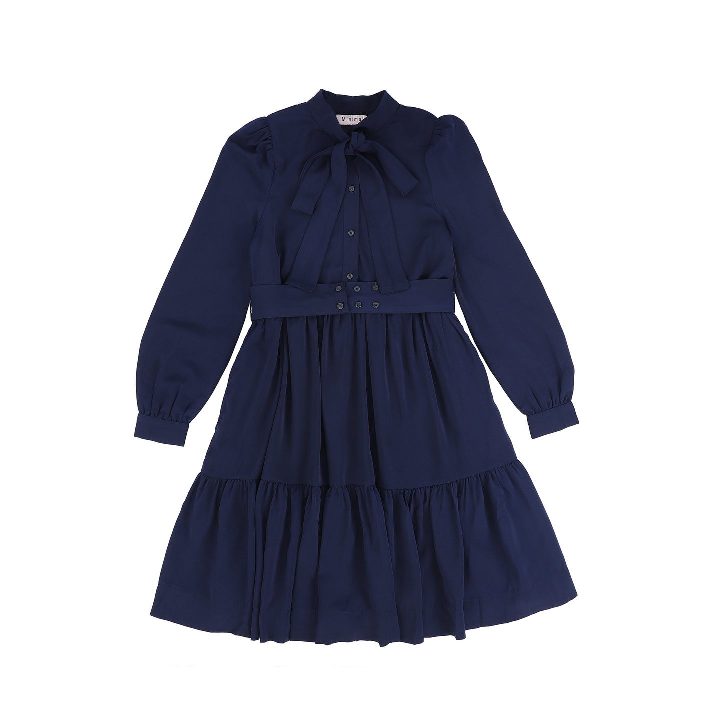 MINIMAL NAVY SILK WAISTED DRESS [FINAL SALE]