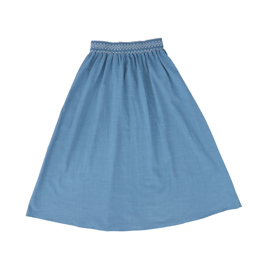 BACE COLLECTION BLUE SMOCK STICHED DETAIL SKIRT