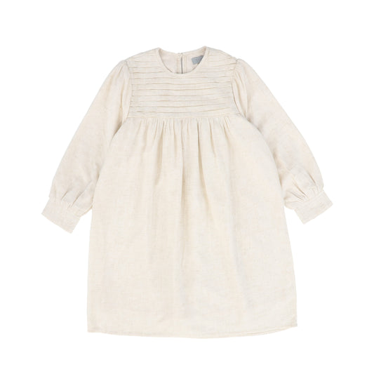 BACE COLLECTION OATMEAL PLEATED DETAIL BUBBLE DRESS