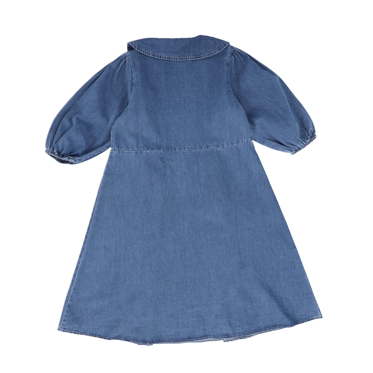 BAMBOO DENIM SQUARE COLLAR 3/4 SLEEVE DRESS [FINAL SALE]