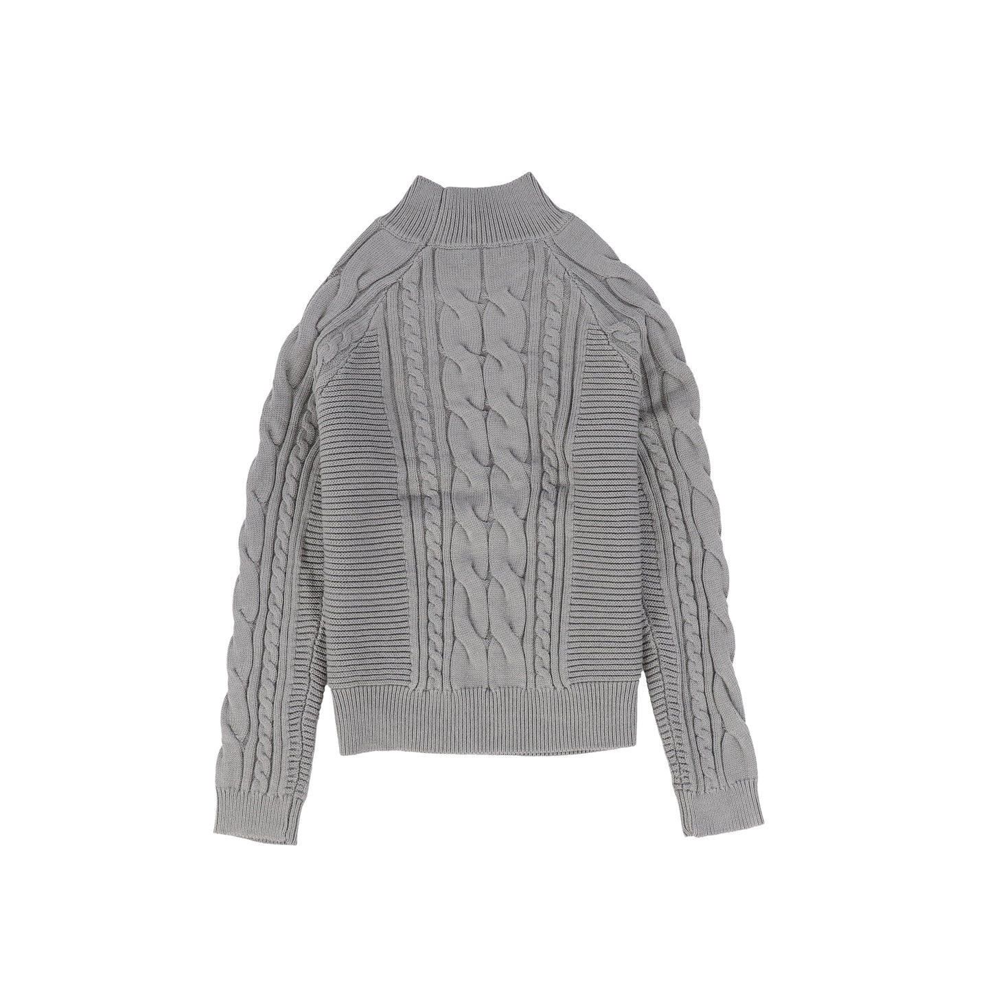 BAMBOO LIGHT GREY BRAIDED KNIT SWEATER [FINAL SALE]