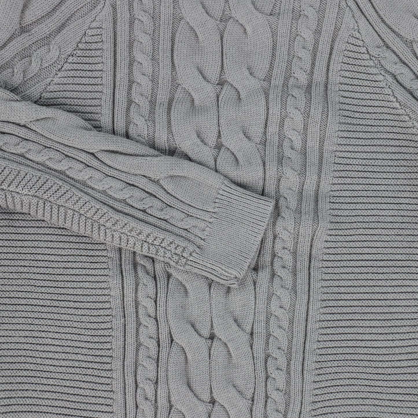 BAMBOO LIGHT GREY BRAIDED KNIT SWEATER [FINAL SALE]