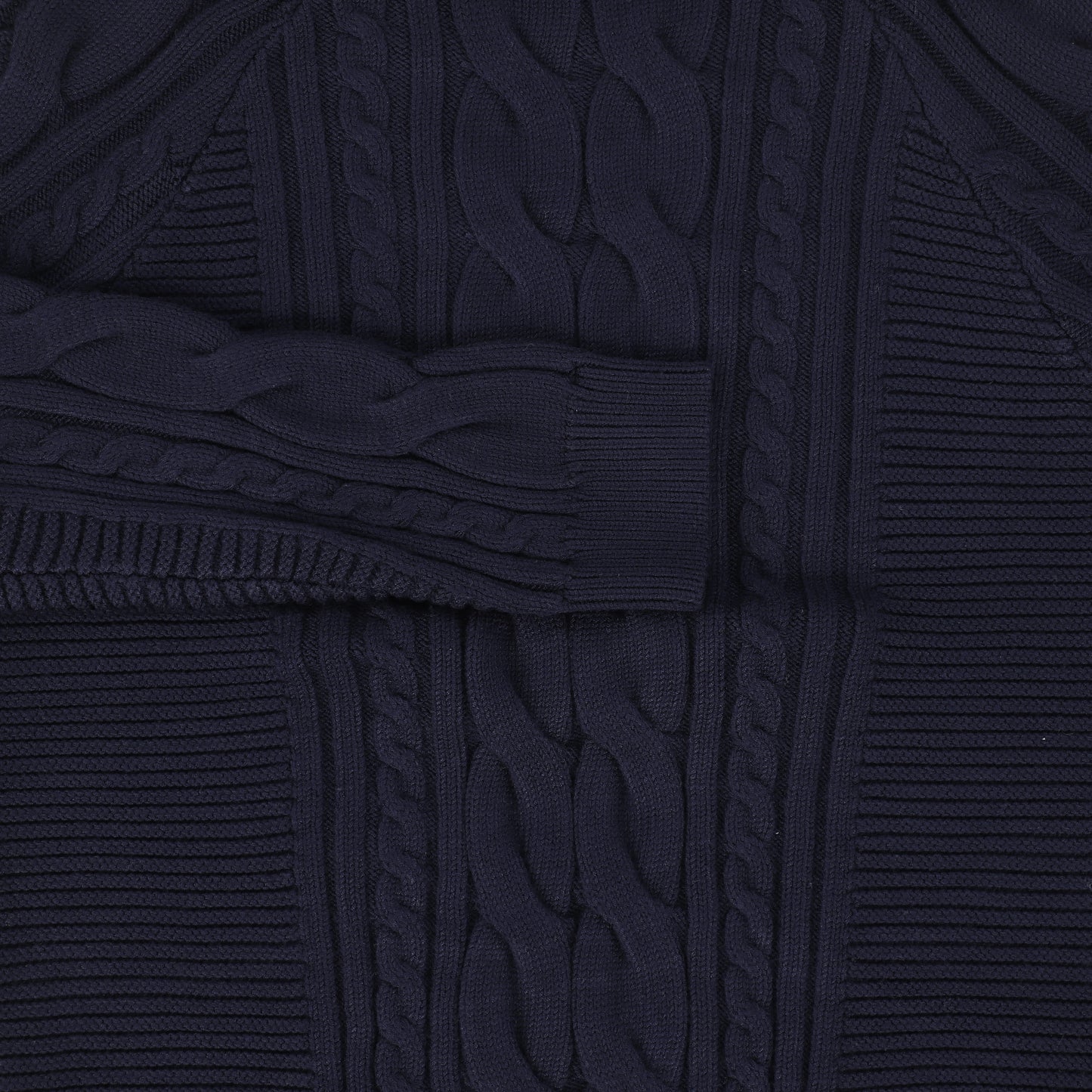 Bamboo Navy Braided Knit Mock Neck Sweater [FINAL SALE]