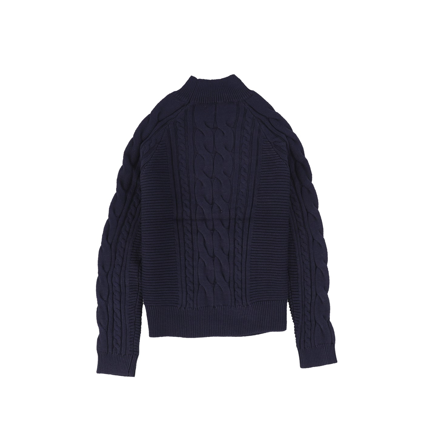 Bamboo Navy Braided Knit Mock Neck Sweater [FINAL SALE]