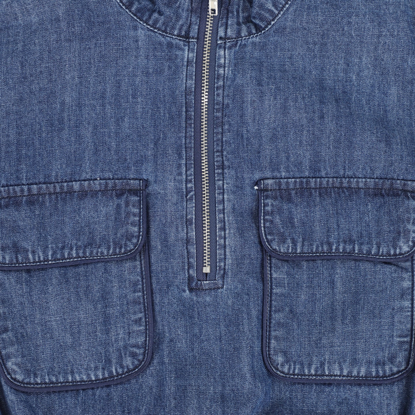 Bamboo Denim Half Zip Pocket Top [FINAL SALE]