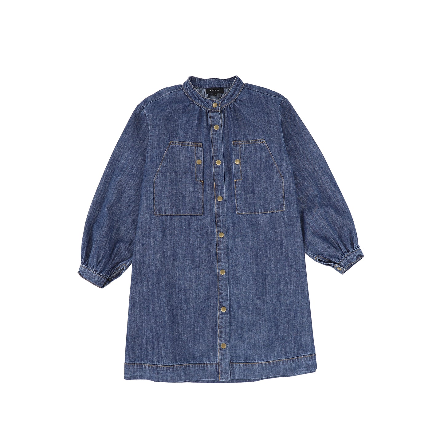 Bamboo Denim Bubble Sleeve Button Dress [FINAL SALE]