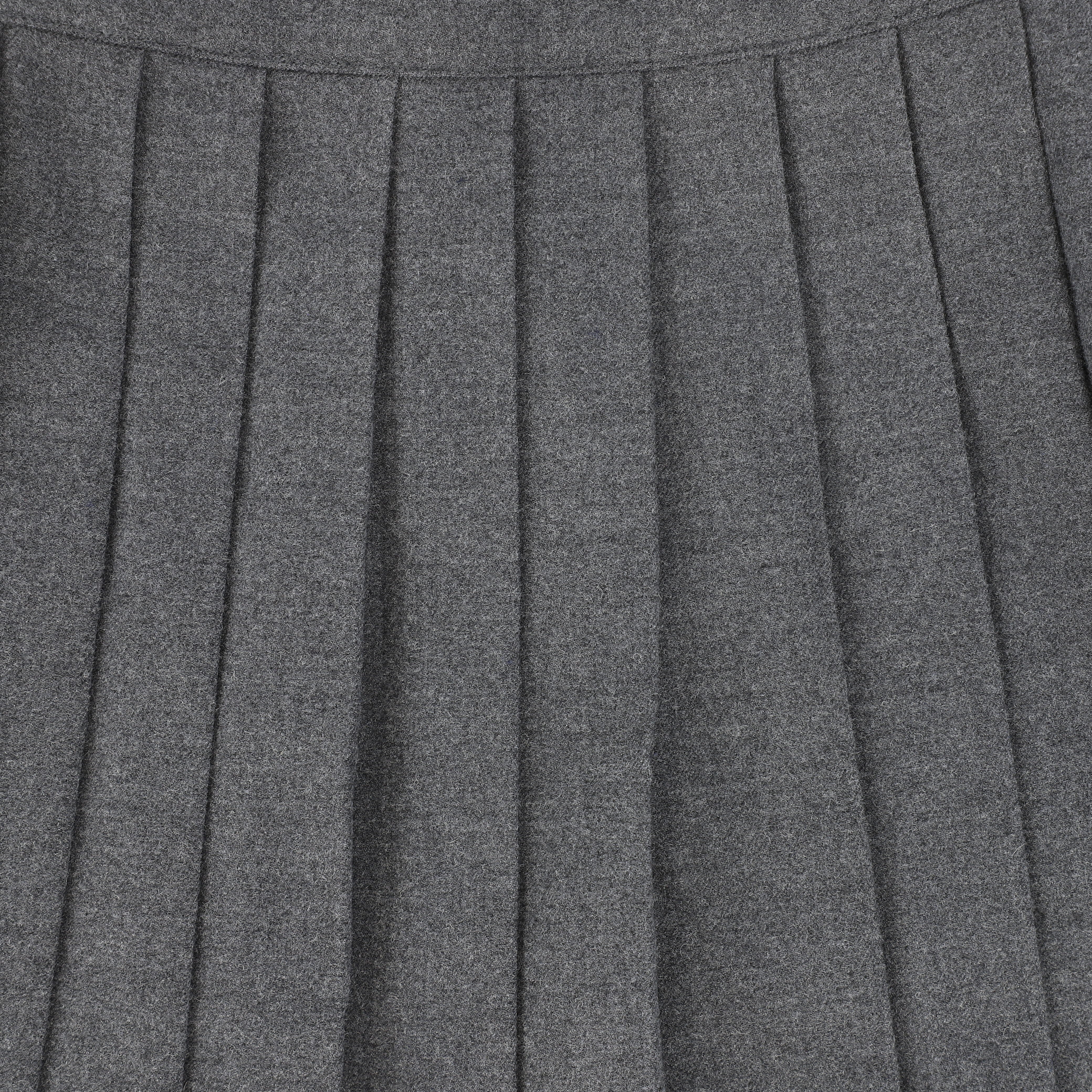 Bamboo Heather Gray Wool Pleated Skirt And Jacket Set [FINAL SALE