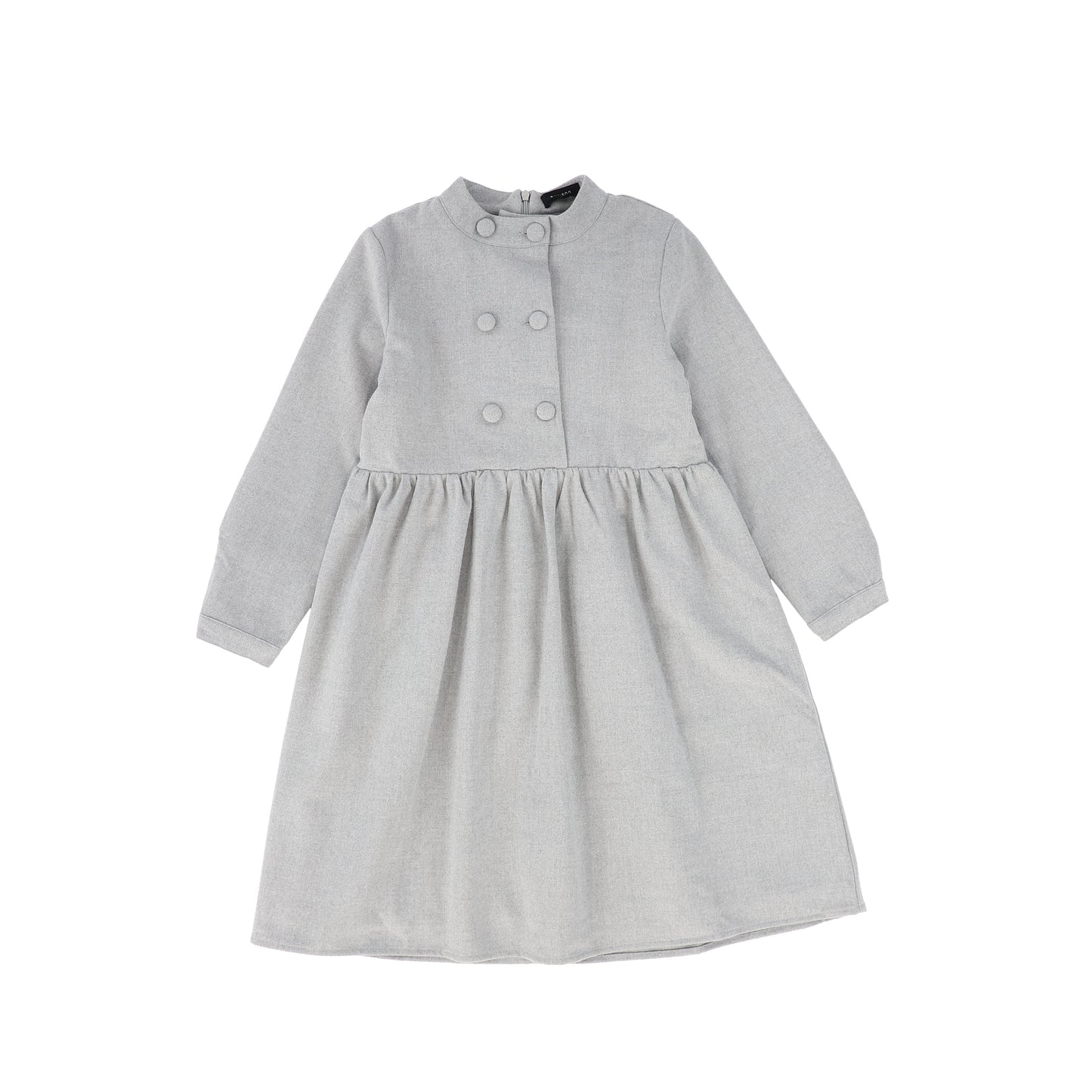 BAMBOO LIGHT GREY WOOL BUTTON WAISTED DRESS [FINAL SALE]