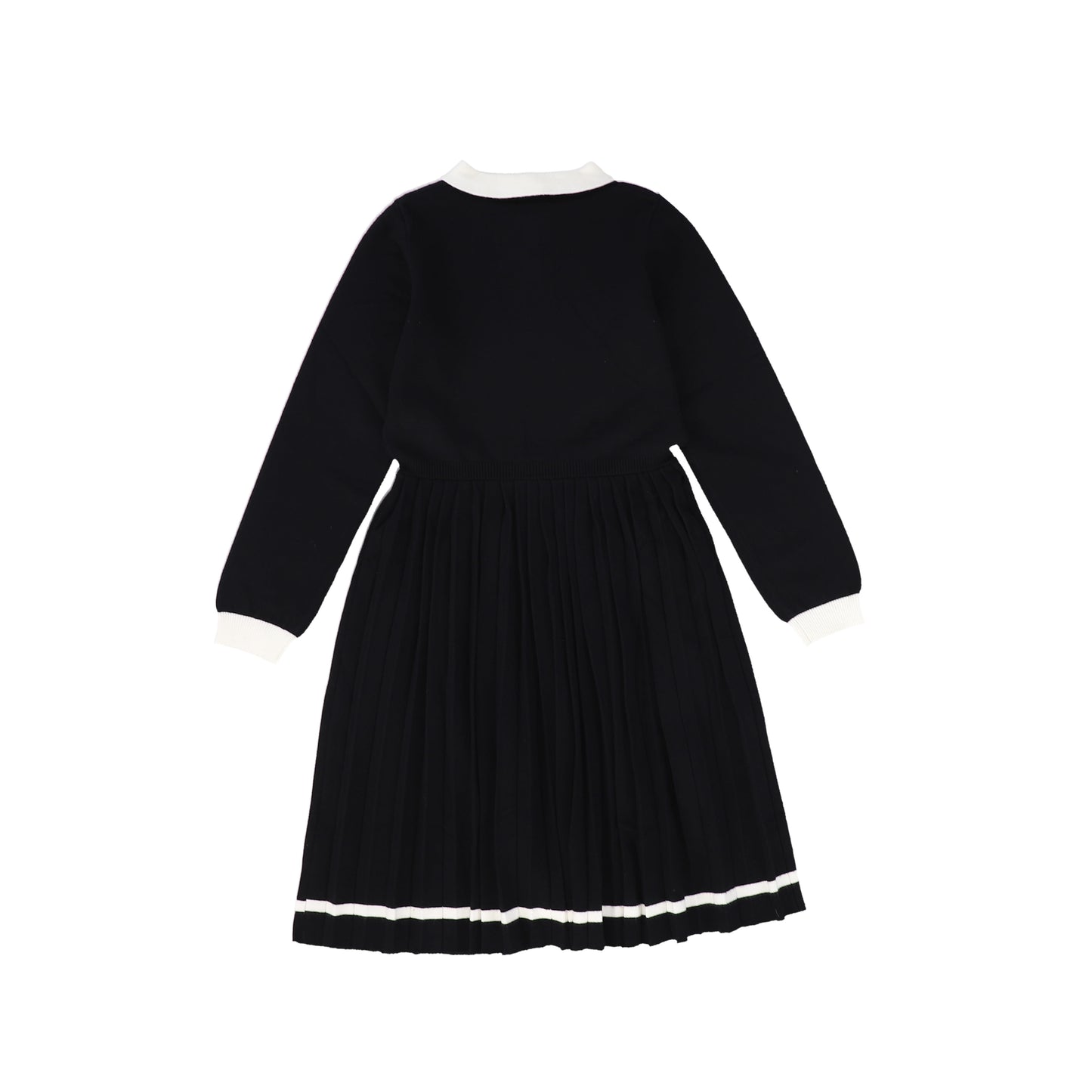 Bamboo Black Knit Pleated Trim Collar Dress [FINAL SALE]