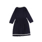 Bamboo Navy Knit Pleated Trim Collar Dress [FINAL SALE]