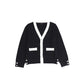 Bamboo Black Contrast Trim Cardigan [FINAL SALE]