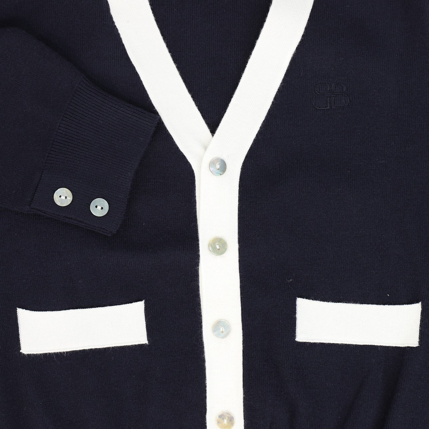 Bamboo Navy Contrast Trim Cardigan [FINAL SALE]