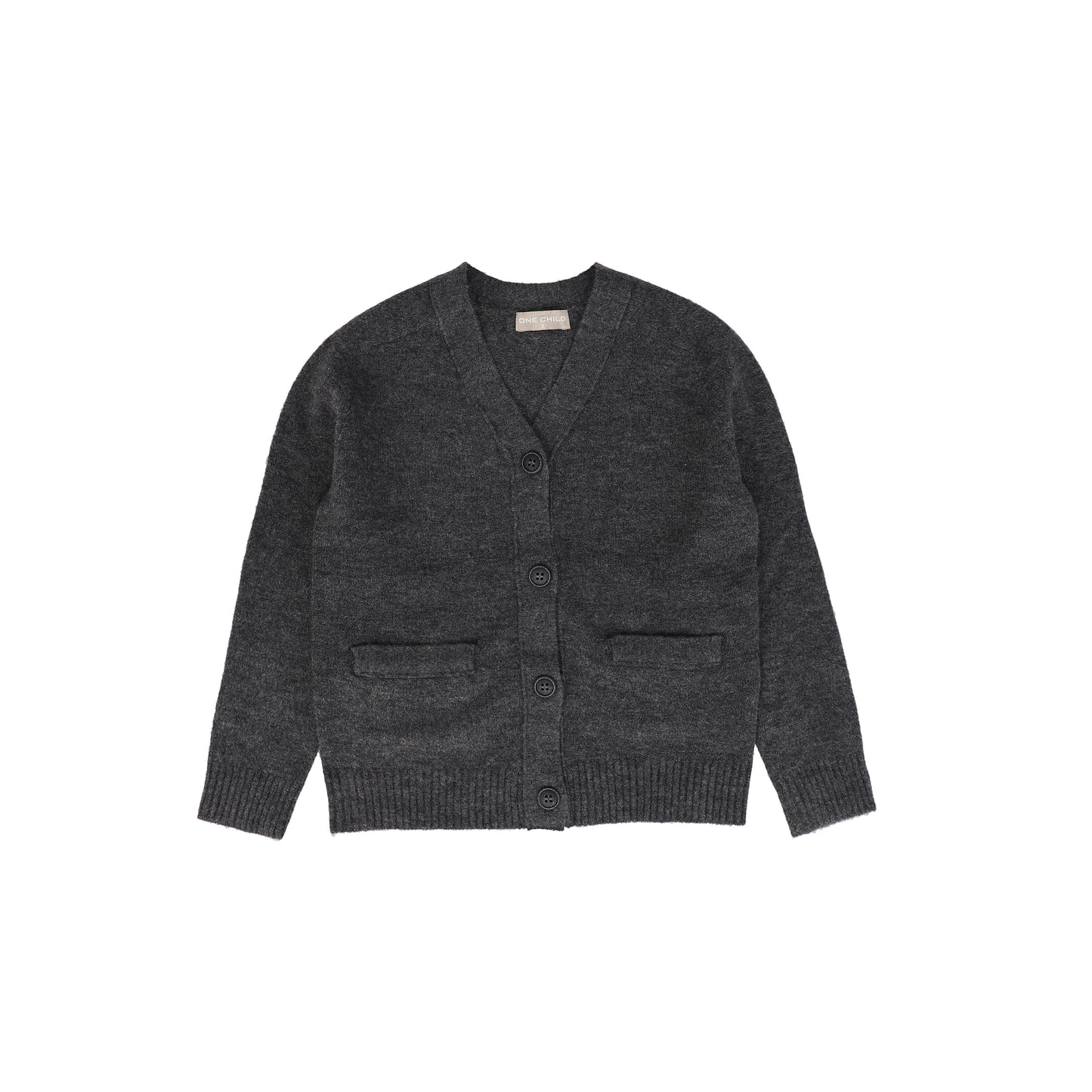 ONE CHILD CHARCOAL GREY BRUSHED WOOL CARDIGAN [FINAL SALE]