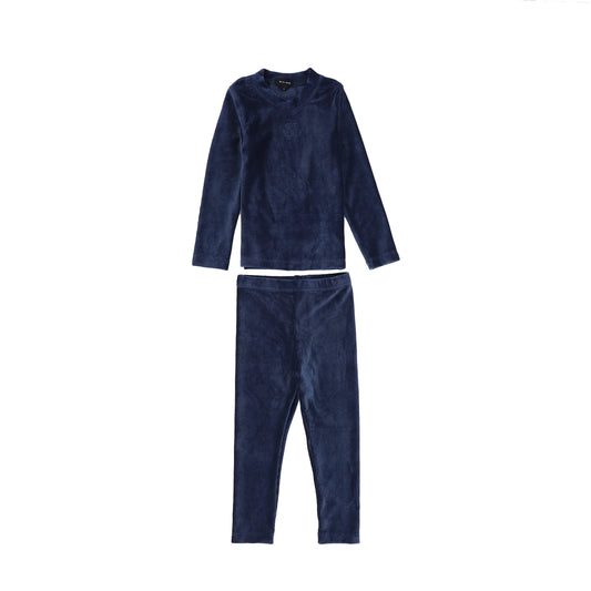 Bamboo Navy Velour Ribbed Pajama Set [FINAL SALE]