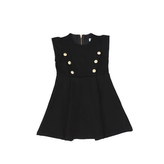 Bace Collection Black Gold Button Box Pleat Dress [FINAL SALE]