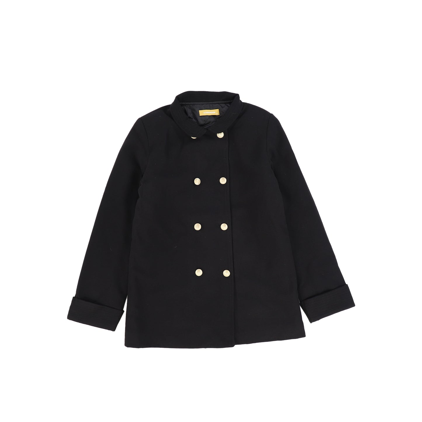 Le Bourdon Black Wool Double Breasted Collar Coat