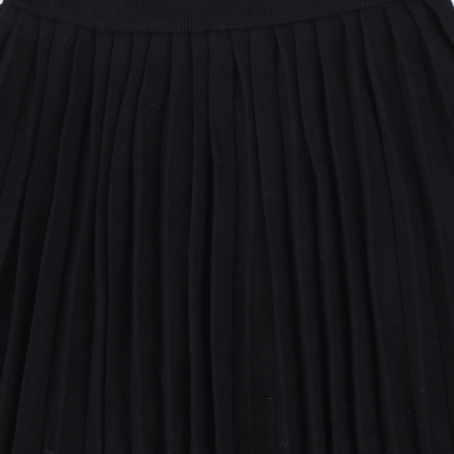 Bamboo Black Knit Trim Sweater and Pleated Skirt Set [FINAL SALE]