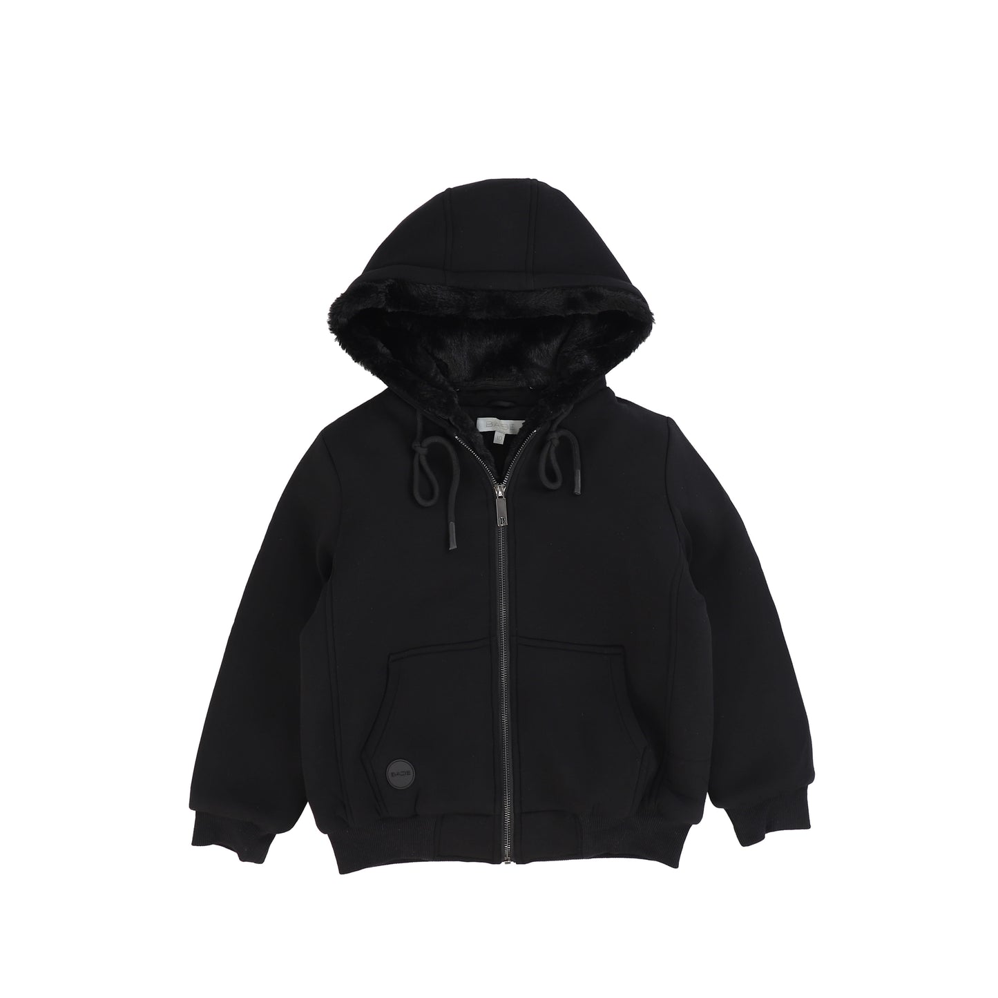 Bace Collection Black Fur Lined Hooded Sweatshirt