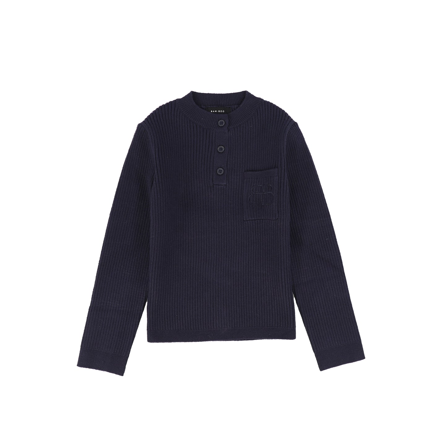 Bamboo Navy Ribbed Knit Henley Sweater [FINAL SALE]