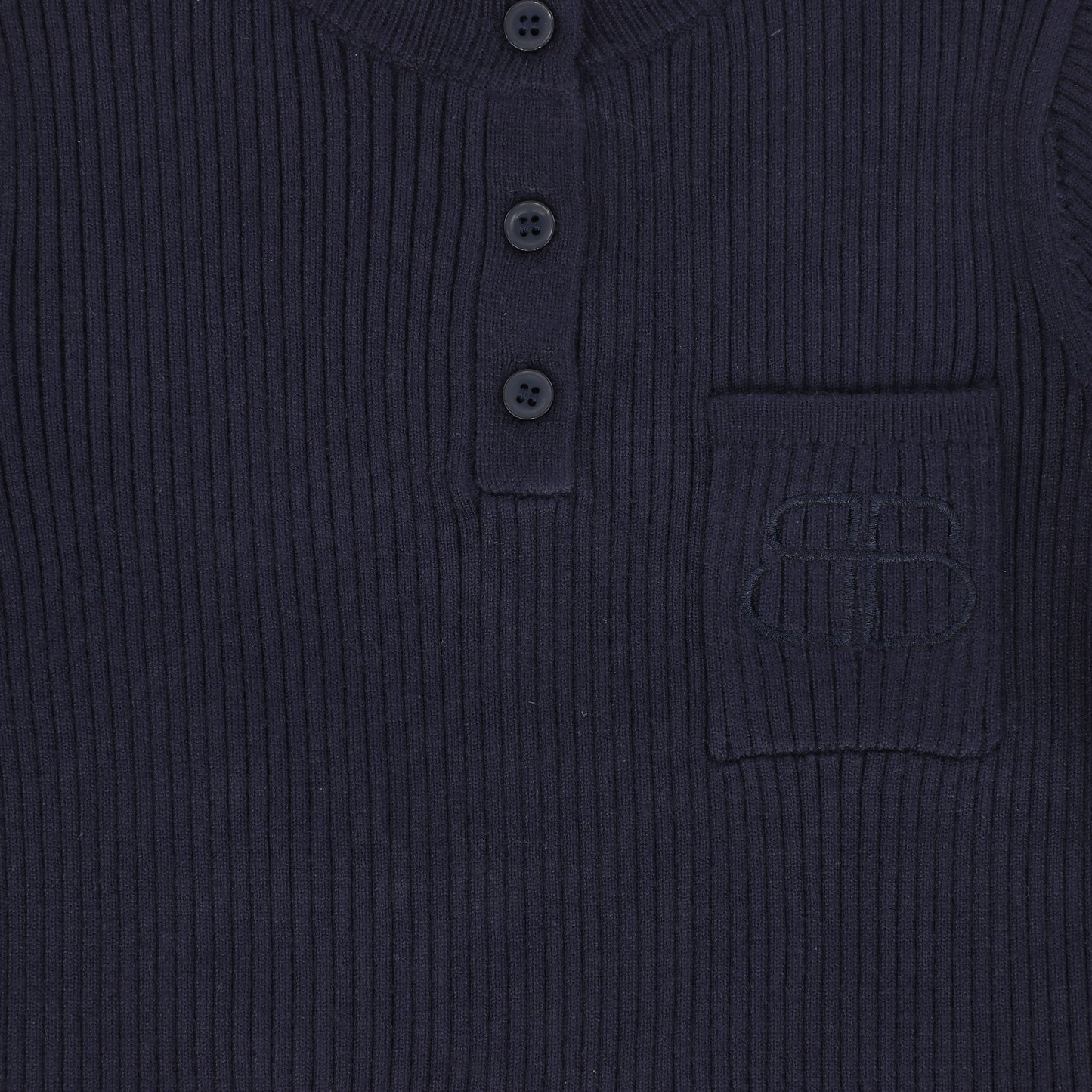 Bamboo Navy Ribbed Knit Henley Sweater [FINAL SALE]