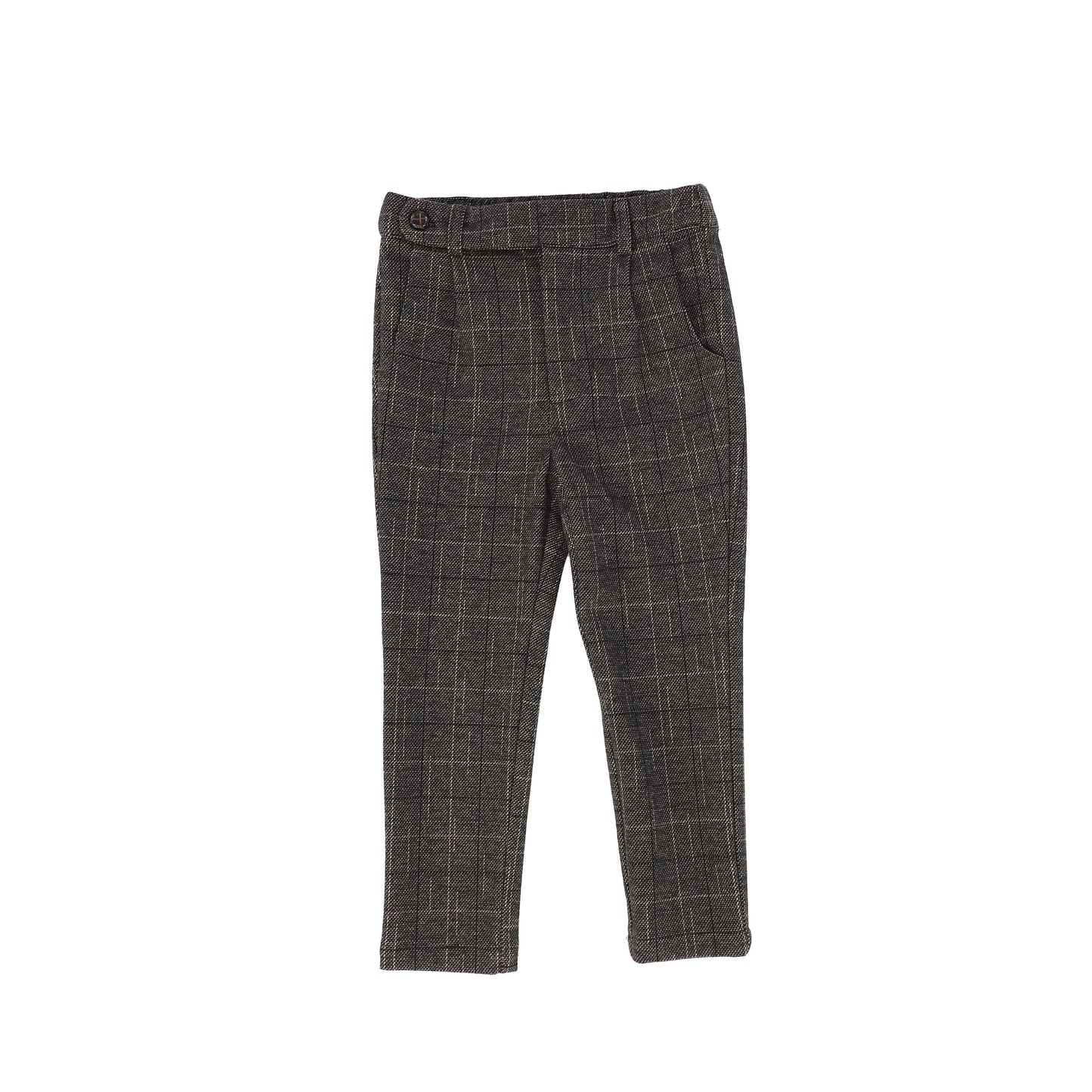 Le Bourdon Plaid Wool Pleat Fitted Pant