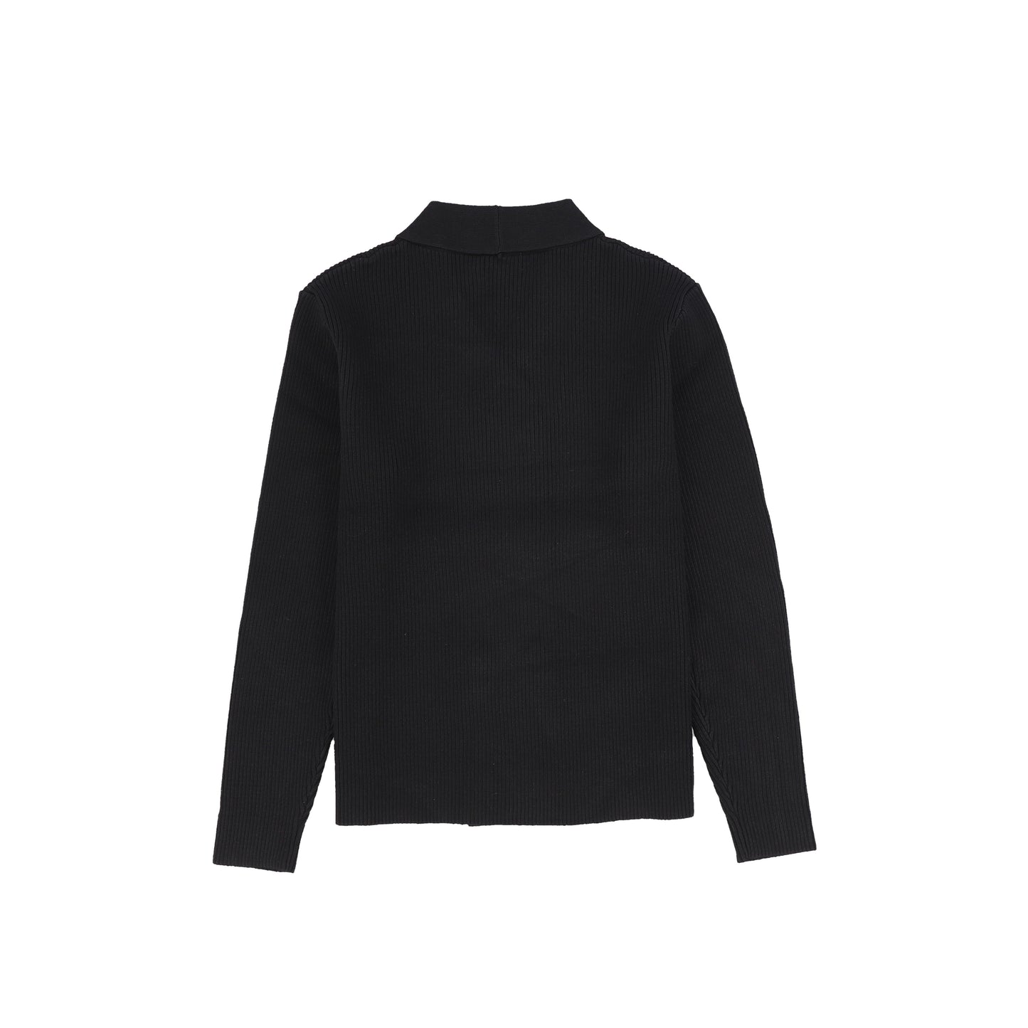 Bamboo Black Ribbed Knit Double Breasted Blazer [FINAL SALE]