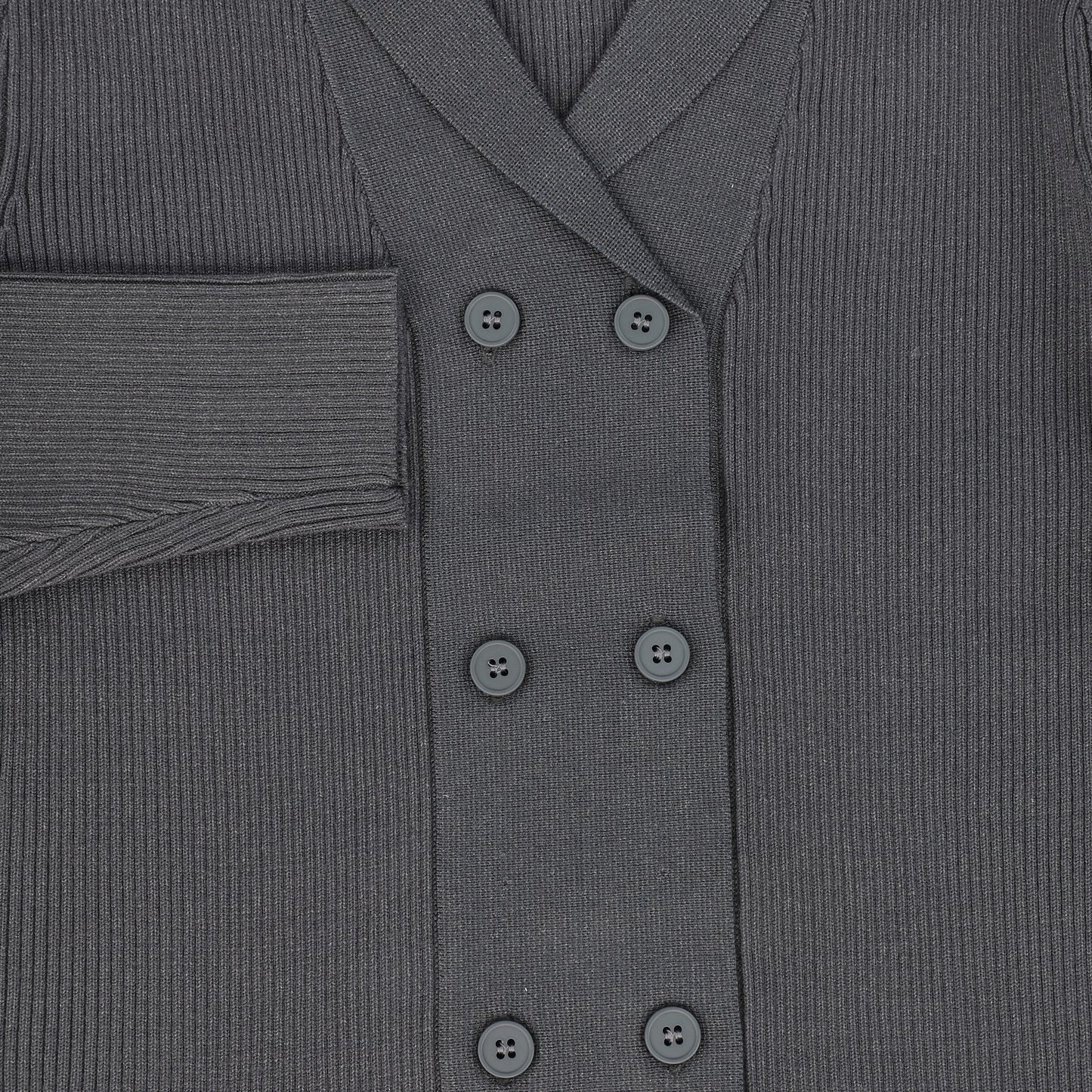 BAMBOO CHARCOAL RIBBED KNIT DOUBLE BREASTED BLAZER [FINAL SALE]