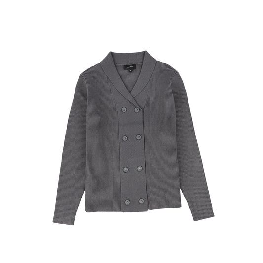 BAMBOO CHARCOAL RIBBED KNIT DOUBLE BREASTED BLAZER [FINAL SALE]